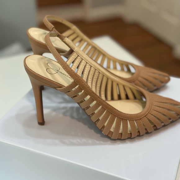 Jessica Simpson Tan Slingback Cutout Heels - Size 6 - Picture 8 of 8